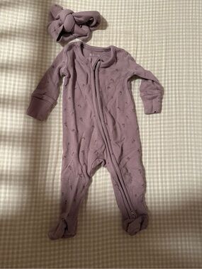 Colored Organics Dusty Mauve Footed One-Piece with Matching Headband